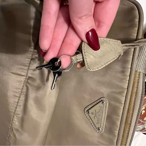 Prada | Tessuto Army Tan Sport Tote Bag Purse with Authentication Card & Key - Picture 15 of 16